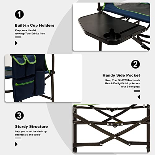 Sunnyfeel Oversized Camping Directors Chair, Portable Folding Lawn Chairs For Adults Heavy Duty With Side Table,Pocket For Beach, Fishing,Picnic,Concert Outdoor, Foldable Camp Chairs #TOP5