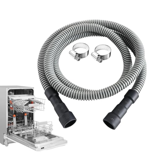 Manguera de desagüe para lavavajillas – Extensión de tubo de desagüe | Juego de adaptadores de manguera flexible de 9,84 pies, extensiones con abrazaderas, accesorios de repuesto para lavavajillas