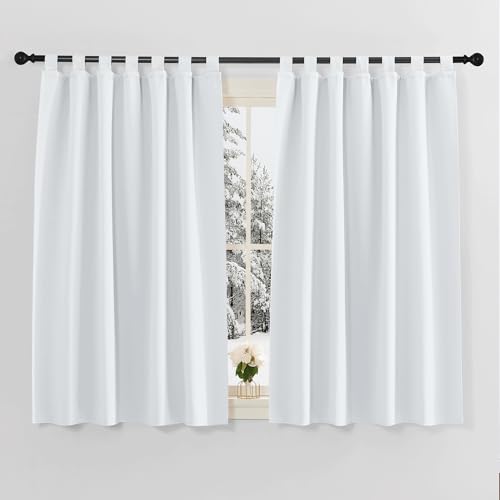 PONY DANCE Kitchen Window Curtains, Blackout, Opaque, Short Thermal Tab-Top Set of 2 for Children's Room, H 145 x W 140 cm