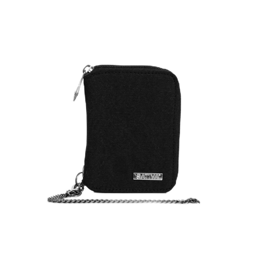 Sativa Hemp Wallet with Chain Bags-Black