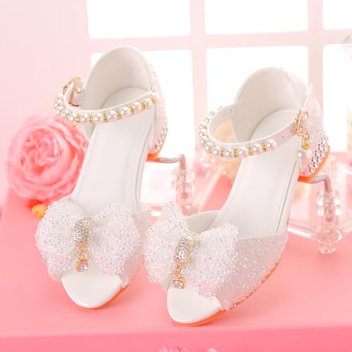 LongitudinalhorseSparkle Princess Sandals for Girls 3-12, Glitter Dress Shoes with Rhinestone Bowknots, Soft Soles Party Shoes for Toddler Kids Christmas Pageant Wedding Party2