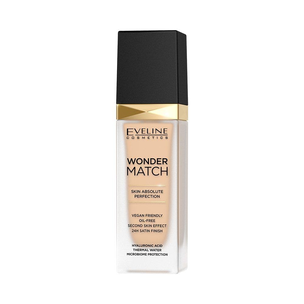 Eveline Cosmetics Wonder Match - Lightweight Nourishing Make-up Foundation with Hyaluronic Acid and Vitamin C & E