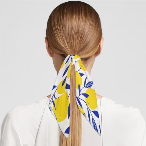 KOBLEN Tropical Yellow Lemon Silk Scarf 23.6x23.6 Inch Square Neck Scarf for Women Breathable Lightweight Neckerchief Silk Head Scarf Hair Wrap4