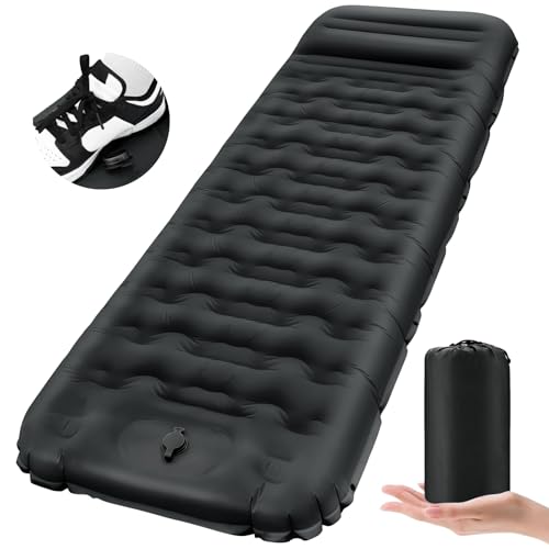 Hsweeth Matelas Camping Autogonflant de 12 cm D'épaisseur Matelas Gonflable Camping Compact Ultraléger avec Pompe à Pied et Oreiller Tapis de Couchage...