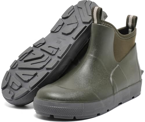 CKWLXQY Men's Deck Boots, Waterproof Ankle Rain Boots with Anti-Slip Traction, Rubber Garden & Fishing Boots for Boating, Camping, Farming & Outdoor Work