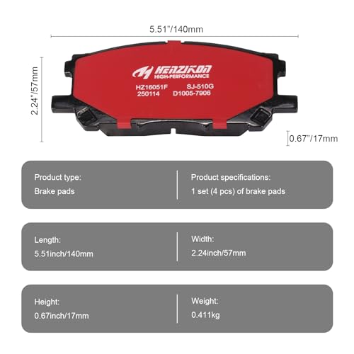 Image of D1005 Front Ceramic Brake Pads Kit Fit For Lexus RX330 2004-2006, For RX400h 2006-2008, For RX350 2007-2009, For Highlander 2006-2007