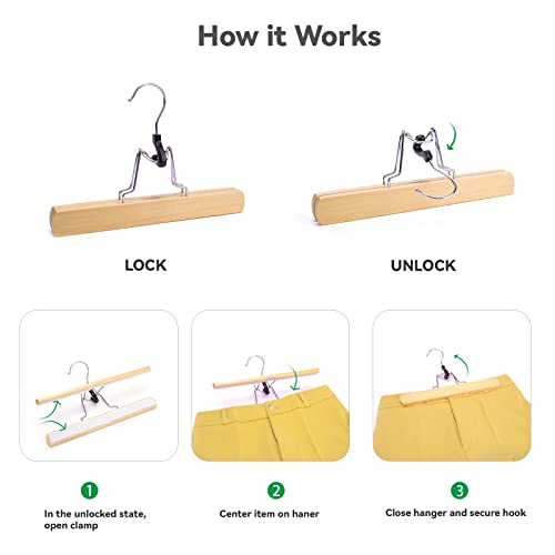 Nature Smile Wooden Clamp Pants Skirt Hair Extension Hangers(20Pcs Natural) #TOP2