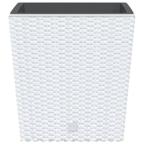 Pot de fleurs carré rotin blanc 32cm avec son insert amovible