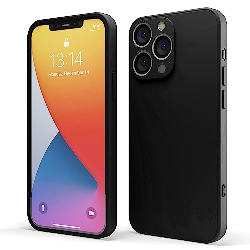 Red Ember Funda a Prueba de Golpes para iPhone, Funda Protectora Ultra Delgada de Silicona líquida con Acabado Mate y Forro de Microfibra Suave antiarañazos (iPhone 13 Pro MAX, Black)
