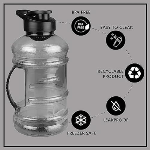 Image of Zyro Pack of 2, Gallon Water Bottle 1.5L with Mixer Ball & Strainer | BPA-Free, 100% Leak-Proof Gym, Office, Travel, Sports & Running Bottle Large Capacity Sipper for Men & Women Black Combo