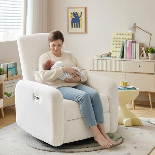 Madaha Nursery Rocking Chairs, 270° Oversized Power Swivel Glider Rocker