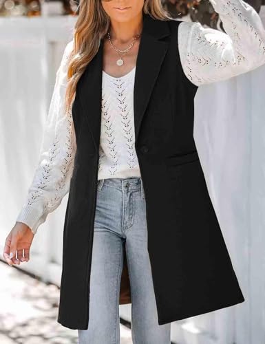 IDEALSANXUN Wool Long Vest for Women Sleeveless Blazer Jacket Fall Winter Trench Coat Waistcoat4