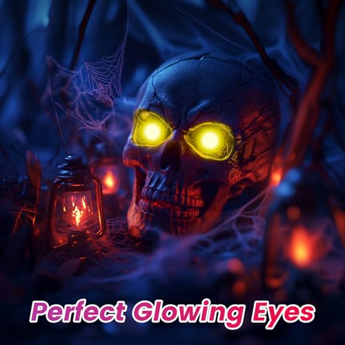 Image of Led Eyes for Mask Skeleton Ghost Black Cat Spider Pumpkin Spooky Tree, EL Panels Light for Cosplay DIY Themed Party Decor (Yellow, 50mm)