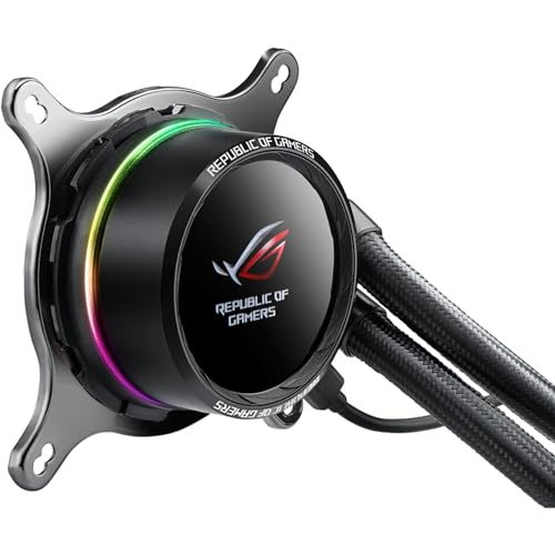 Asus ROG RYUO 240 RGB AIO Liquid CPU Kühler 240 mm Radiator Dual 120 mm 4-Pin PWM Lüfter mit OLED-Panel & Lüftersteuerung 4,5 cm – Ansicht 4