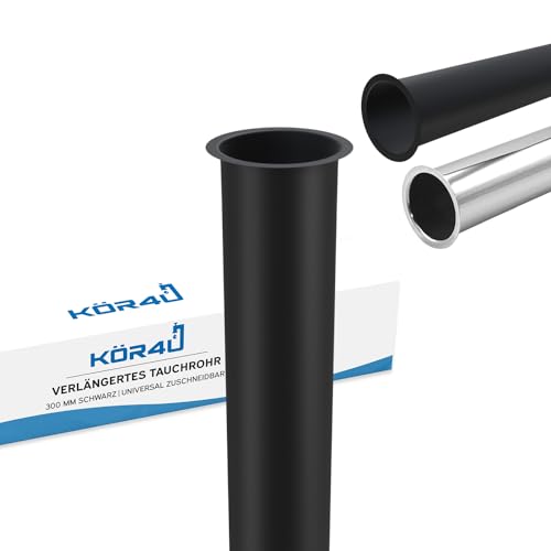 Preisvergleich Produktbild kör4u Design Tauchrohr, extra langes Rohr 300mm, für Siphon Tassengeruchverschluss, Verstellrohr, inkl. Dichtungen