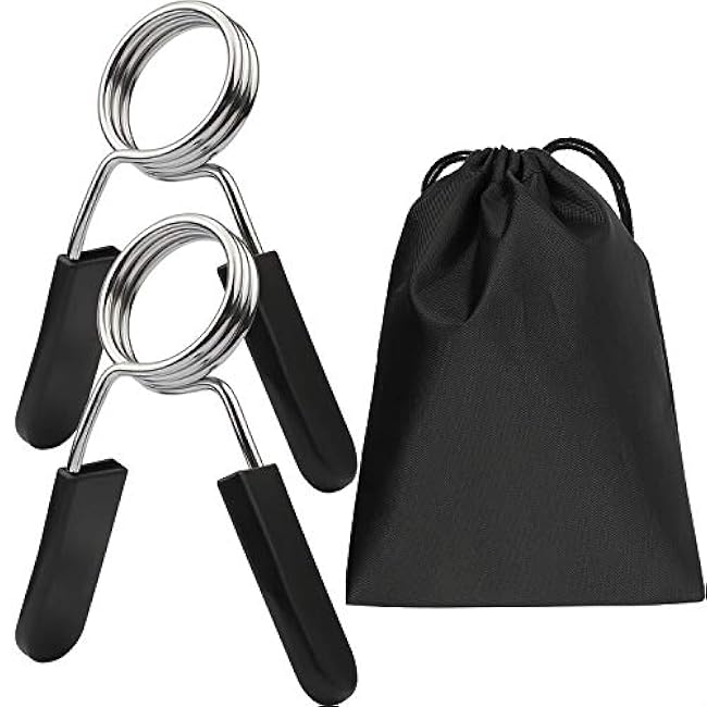 Weight Bar Clips Barbell Clamps 2 Inch for Olympic Bar Spring Lock Collars for Weightlifting, Strength Training, Working Out (May Not for Hollow Threaded Bar)- 1 Pair Per Pack with Carrying Bag