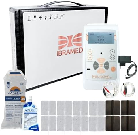 Novo Neurodyn Portátil TENS Burst com 12 Eletrodos e Gel 1kg - Ib...