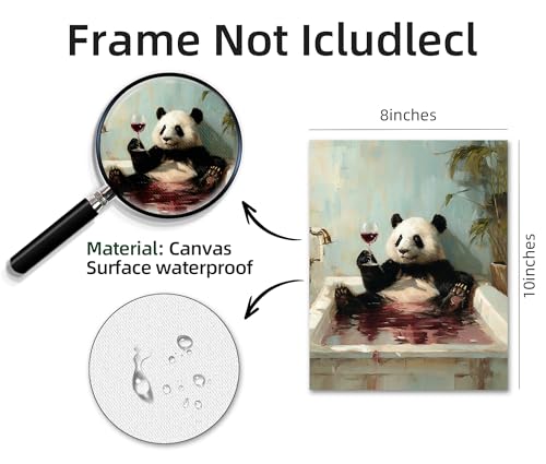 Image of Frimeeme Funny Panda Bathroom Wall Art,Unframed, 8x10 Inch