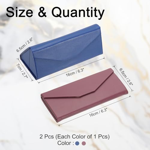 Image of PATIKIL Foldable Glasses Case, Triangle Magnetic Sunglasses Organizer Case PU Leather Hard Eyeglass Case for Women (2 Pcs)