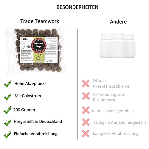 Trade Teamwork Colostrum Drops für Hunde – Leckerlis mit wertvollem Kuh-Kolostrum (200 g) - Natürliche Unterstützung für EIN glückliches Hundeleben