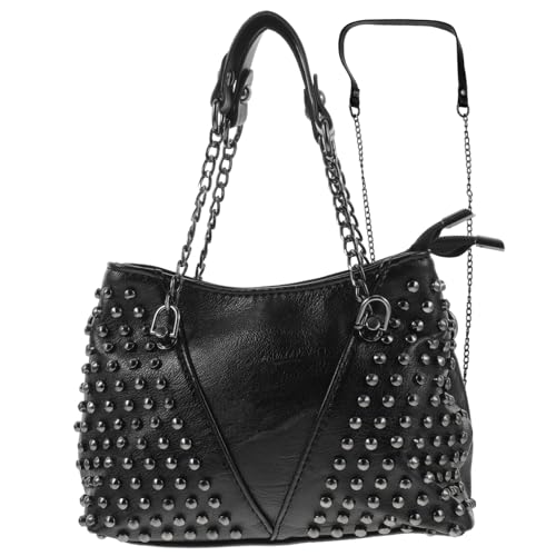 Sac bandoulière en PU noir Mikikit aux finitions cloutées élégantes