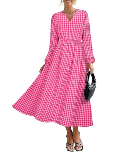 Image of TIYOMI Womens Plus Size Dresses Fall Long Sleeve Maxi Dresses V Neck Floral Spring Party Dress with Pockets XL-5XL (14W-28W)