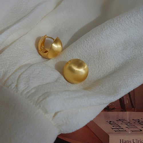 Half Ball Stud Earrings for Women Gold Ball Earring Mattle Gold Plated Brushed Button Earrings for Women Fashion Vintage Drop Round Ball Earrings2