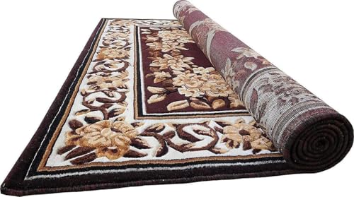 Image of Soft Premium Brown Carpet 5x7 ft - Washable, Anti-Skid, Fade-Resistant Acrylic Rug for Living Room, Hall, Bedroom, Modern Decor