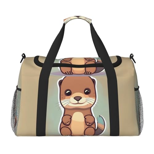 Cartoon Cute Otter print Weekender Overnight Carry On Bag Gym Luggage Bag Duffel Bag for Travel Women