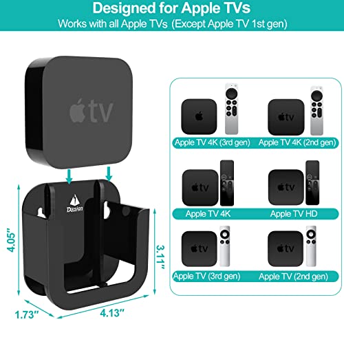 Txesign Wall Mount Holder Compatible With All Apple Tvs, Acrylic Tv Mount For Apple Tv 2Nd/3Rd/4Th Generation And Apple Tv 4K/Hd(Including New 2022 Models, 2021 Models) #TOP1