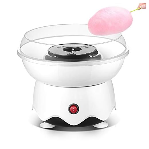 Portable Cotton Candy Machine for Kids Efficient Heating Mini Cotton Candy Making Machine with Large Food Grade Splash-Proof Plate (white)