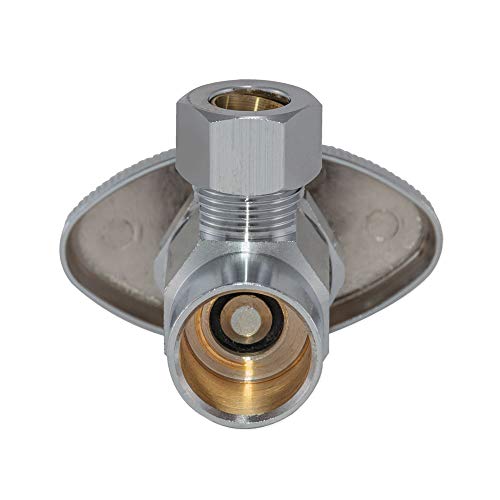 Eastman 3/8 Inch Od X 1/2 Inch Nom. Sweat Multi-Turn Brass Sweat Inlet Angle Stop Valve With Removable Metal Handle, Brass Plumbing Fitting, Chrome, 04387Lf #TOP2