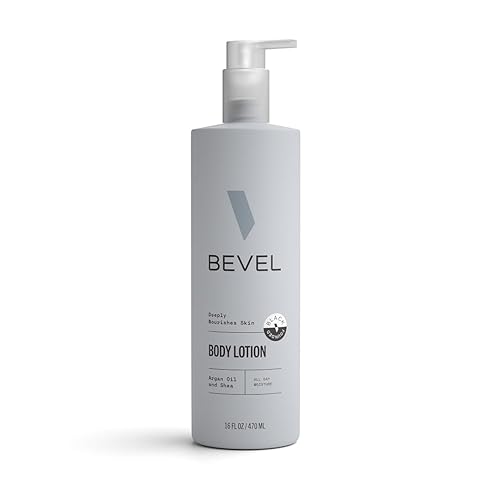 Bevel Loción corporal para todo el día para hombres con manteca de karité y aceite de argán, fórmula ligera que suaviza y alisa la piel, 16 oz (el