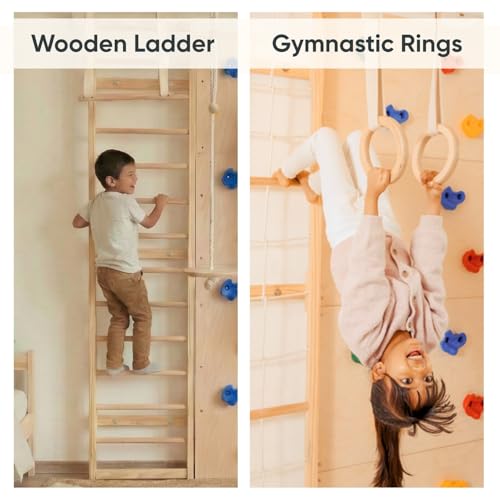 Image of Curious Cub Jungle Gym for Kids Indoor | Kids Gym Play Set | Contains Monkey Bar, Gymnastics Ring, Disk Swing, Rope Ladder for Kids to Play Indoor Fun Activity for Ages 4+