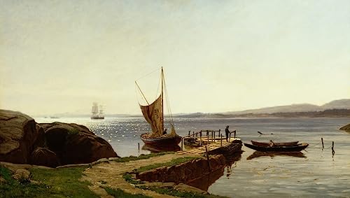Toile Quai de Hvaler par Hans Gude art portrait qualité galerie