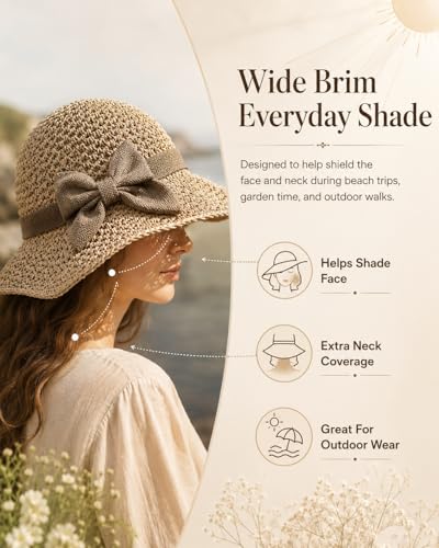 Sombrero Elegante de Paja Tejida con Lazo para Mujer miniatura 4