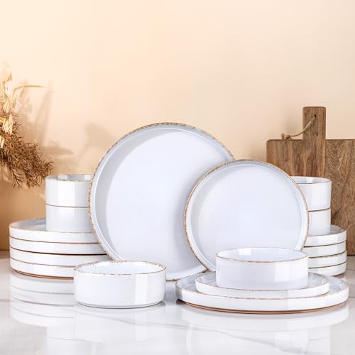Image of AmorArc Stoneware Dinnerware Sets for 4,12Pcs Plates and Bowls Set