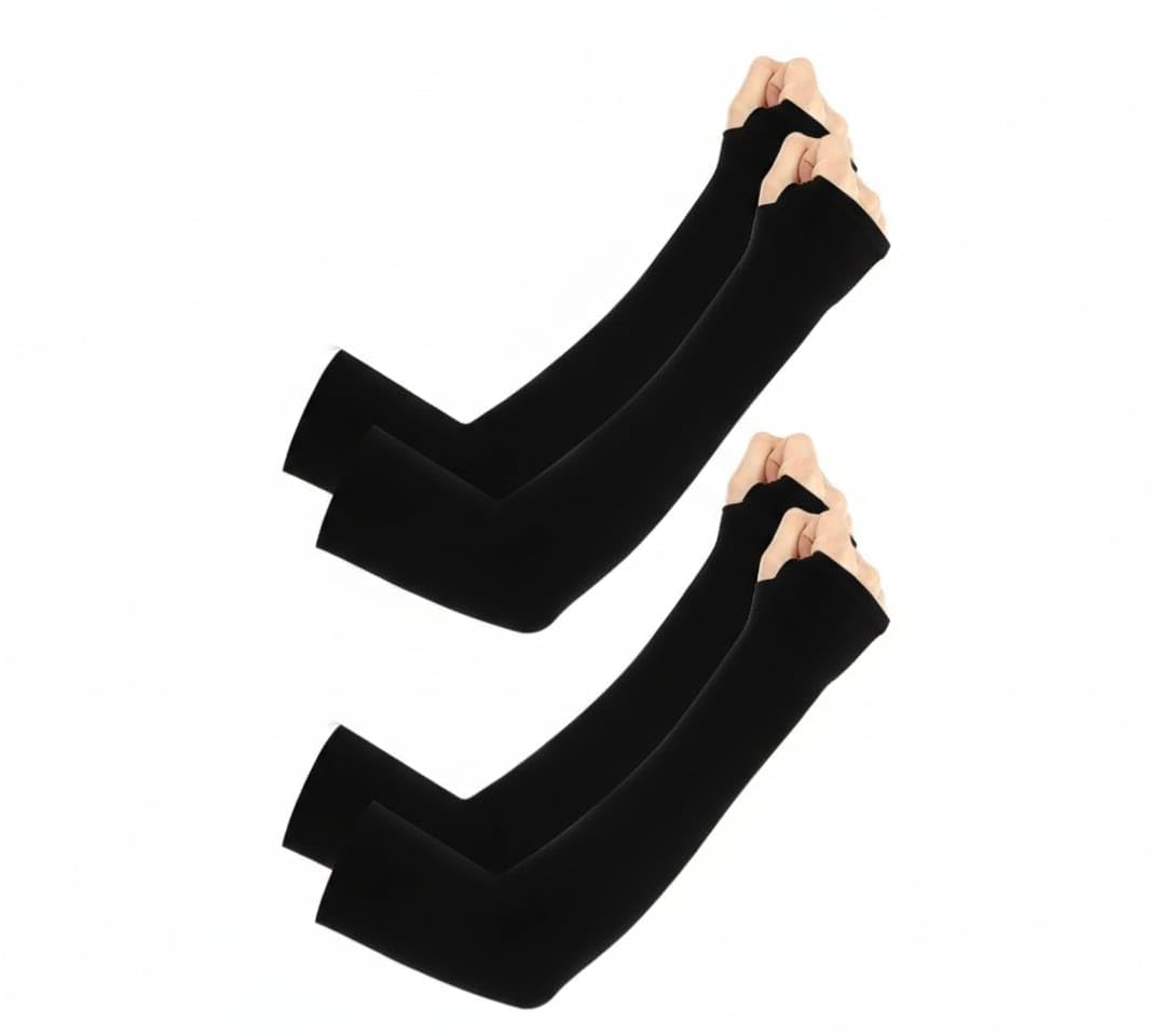 Unisex Arm Sleeves with Thumb Loop Pack of 1 | UV Protection Breathable Stretchable Arm Sleeves for Cycling Driving Running Gym Cricket Hiking Walking Outdoor Activities-image-4