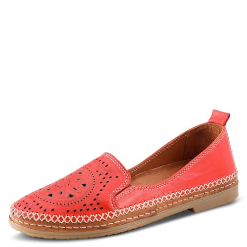 Image of Spring Step Women's Ingrid Loafers - Premium Leather Slip-On with Laser Cutout Design, Elastic Goring and Lightweight Flat Sole for Comfortable Stylish Wear