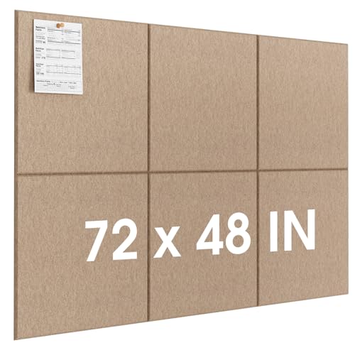 Image of MaxGear Extra Large Bulletin Board 72 inch x 48 inch, Tan Felt Wall Tiles Pushpins