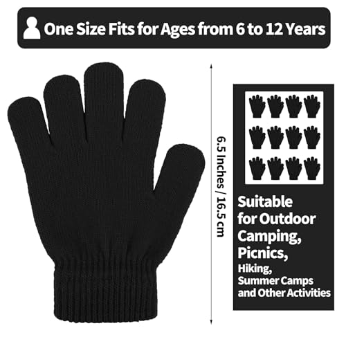 TODDOR 12 Pairs Kid's Winter Magic Gloves Children Stretchy Warm Knit Gloves for Boys or Girls2