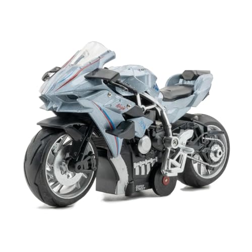 Image of FEXXA Police Motorcycle Toy - Pull Back Motorcycle Toys, Tiny Gift with Music Lighting, Latte Motorcycles Toy for Kids Boys Age 3-8 Year Old [Multicolor] (Ninja Bike-Silver)