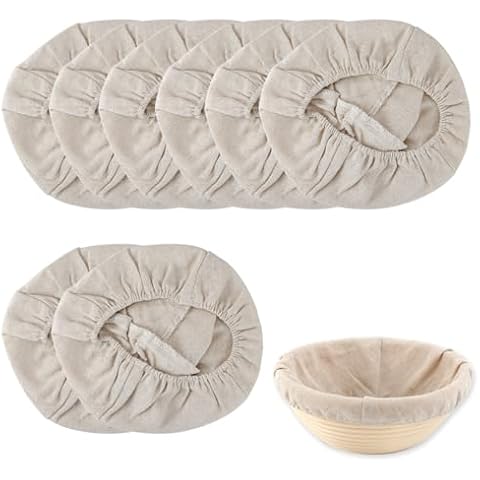 7 Packs 7.8 Inch Round Bread Proofing Basket Cloth Liner Banneton Sourdough Bread Proofing Natural Rattan Baking Dough Basket Cover for Home Baking,Professional Baking Supplies Cover