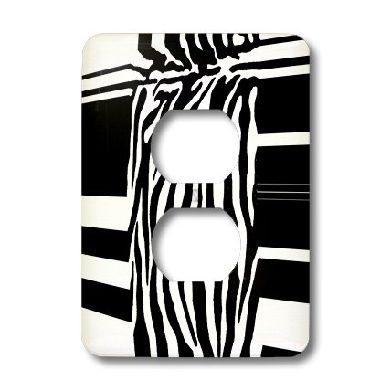Cache-prise motif zèbre abstrait protection murale lavable et durable 3dRose - 3
