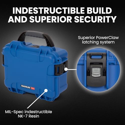 Image of NANUK 904 Empty Hard Case - IP67 Waterproof Protective Hard-Shell Case, Impact-Resistant & Dustproof Storage Case, Perfect for Travel, 10.2 inch x 7.9 inch x 4.5 inch, Made in Canada - Blue