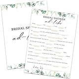 HQLOW Bridal Shower Game Ad Libs Wedding Advice - Wedding Shower Games 30 Guests for Engagement Party (Eucalyptus Botanical Style) -0003
