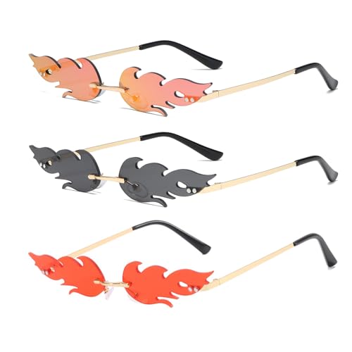 Flame Glasses for Women Men Wave Fire Shaped Glasses Party Supplies for Mardi Gras Accessories Cosplay