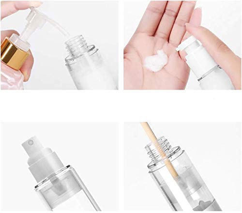 Miniatura 3 de Bomba de crema cosmética transparente sin aire, dispensador de loción de viaje de plástico vacío para champú, base líquida, crema facial, paquete de