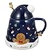 HEMOTON en Céramique De Noël Café Tasse avec Couvercle Et Cuillère 500Ml Pain D' épice Boisson Potable Tasses Chocolat Chaud Tasse D' Matin Tasse pour Les Vacances De Noël