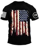 American Flag for Men Independence Day Shirt USA Patriotic Stripes T-Shirt for Men in Black Large